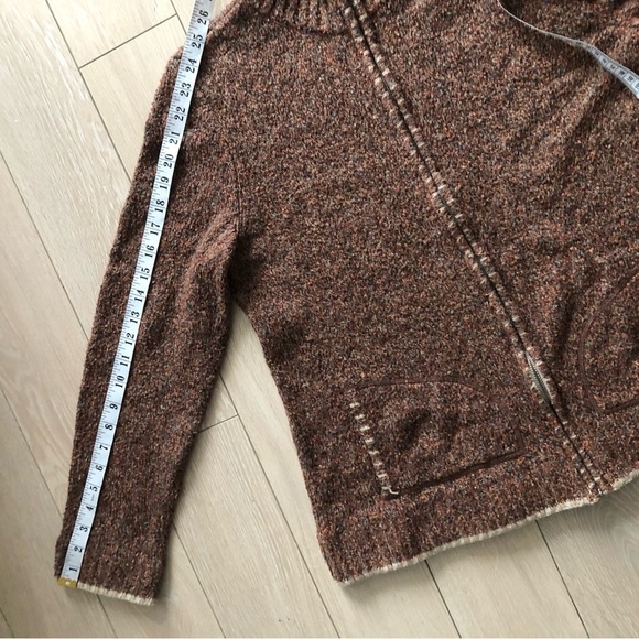 Vintage Christopher and Banks Textured Heather Zip Up Sweater in Orange & Brown - Picture 3 of 10